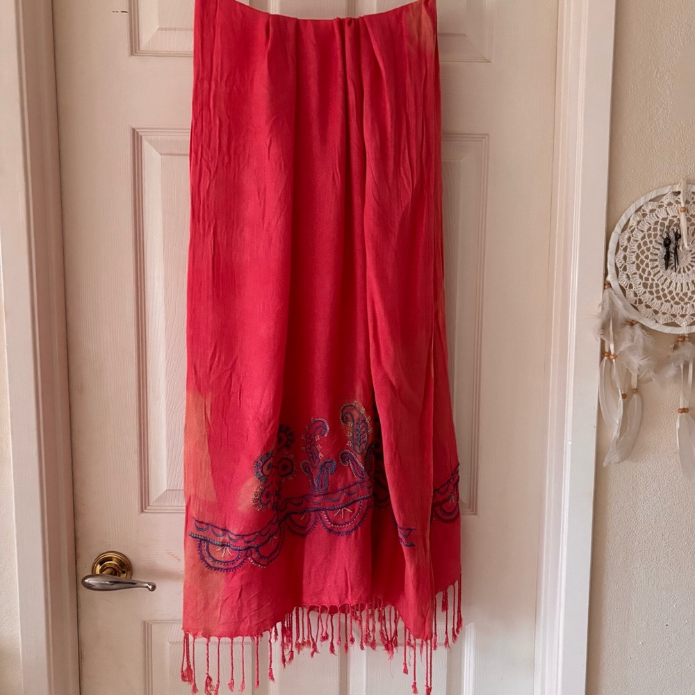 NWT Bohemian Scarf with Embroidery